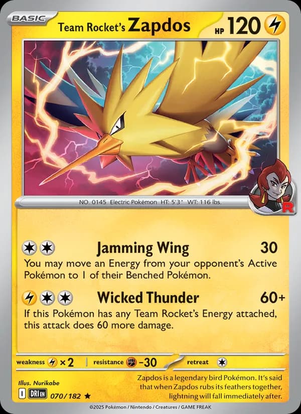 Team Rocket's Zapdos 070/182, Destined Rivals