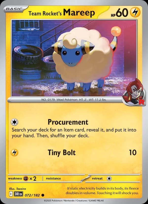 Team Rocket's Mareep 072/182, Destined Rivals
