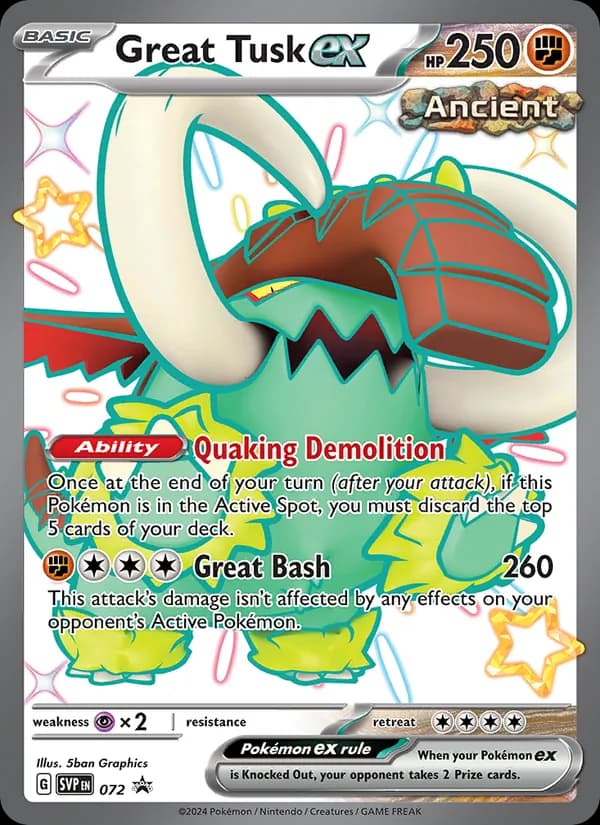 Great Tusk ex 072/225, SVP Black Star Promos