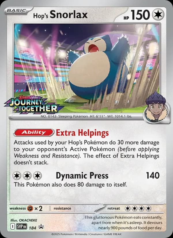 Hop's Snorlax 184/225, SVP Black Star Promos