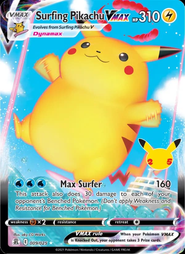 Surfing Pikachu VMAX 9/25, Celebrations