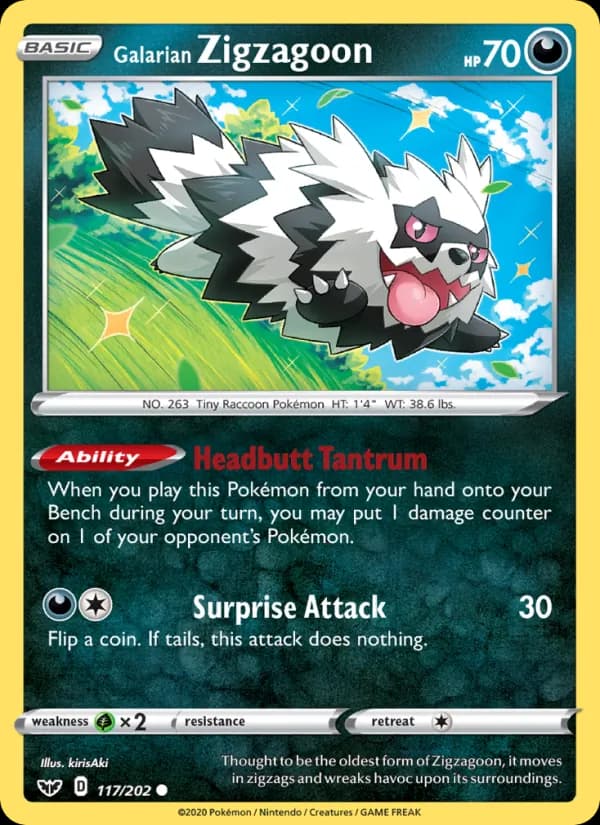 Galarian Zigzagoon 117/202, Sword & Shield