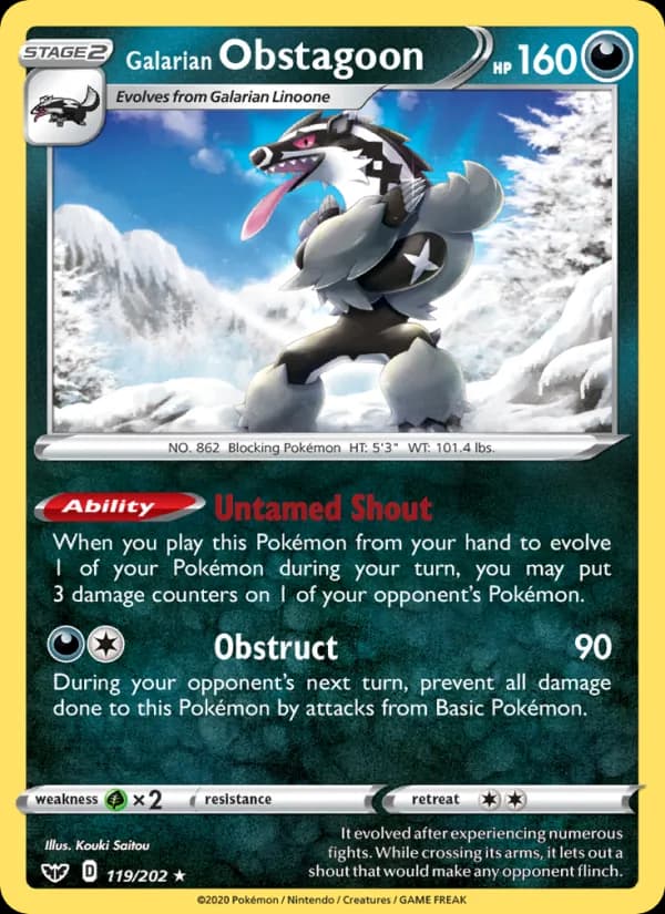 Galarian Obstagoon 119/202, Sword & Shield