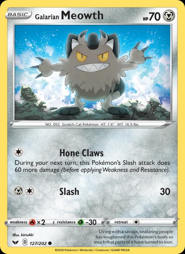 Galarian Meowth 127/202, Sword & Shield