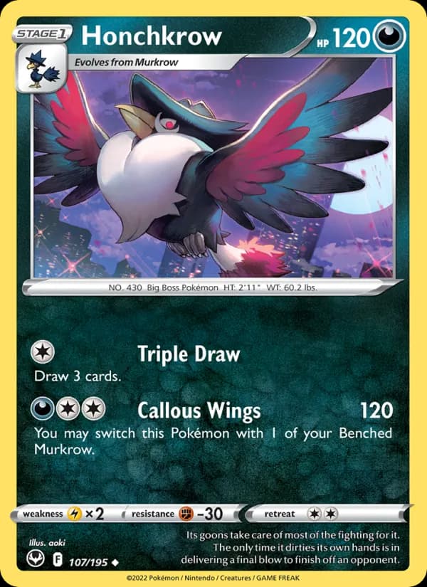 Honchkrow 107/195, Silver Tempest