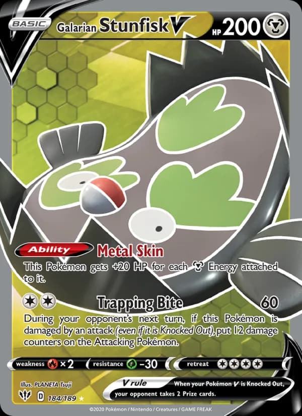 Galarian Stunfisk V 184/189, Darkness Ablaze