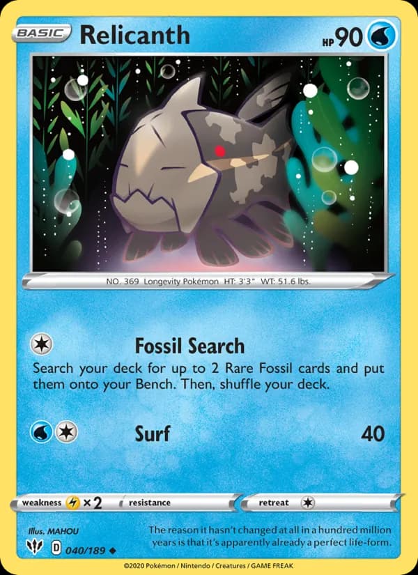 Relicanth 40/189, Darkness Ablaze