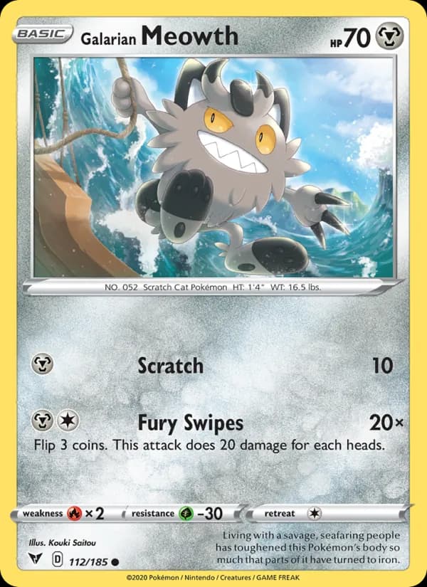 Galarian Meowth 112/185, Vivid Voltage
