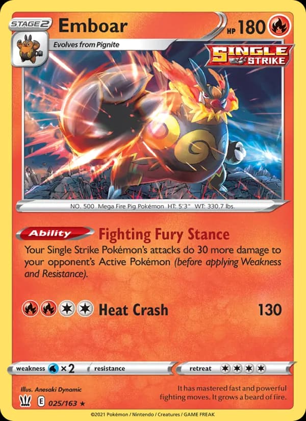 Emboar 25/163, Battle Styles