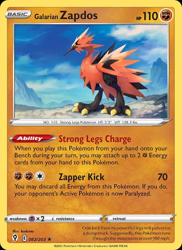 Galarian Zapdos 82/203, Evolving Skies