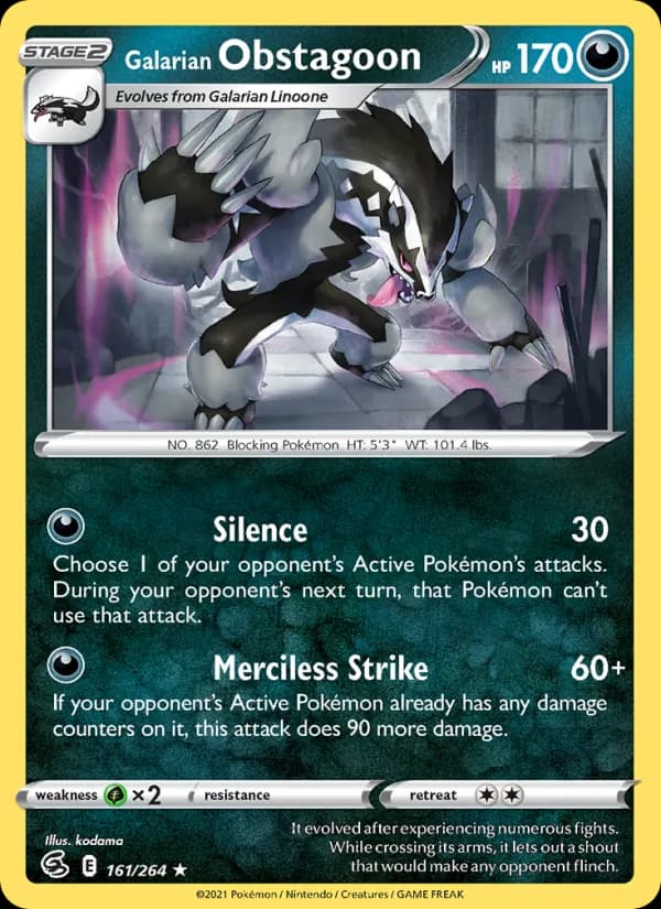 Galarian Obstagoon 161/264, Fusion Strike