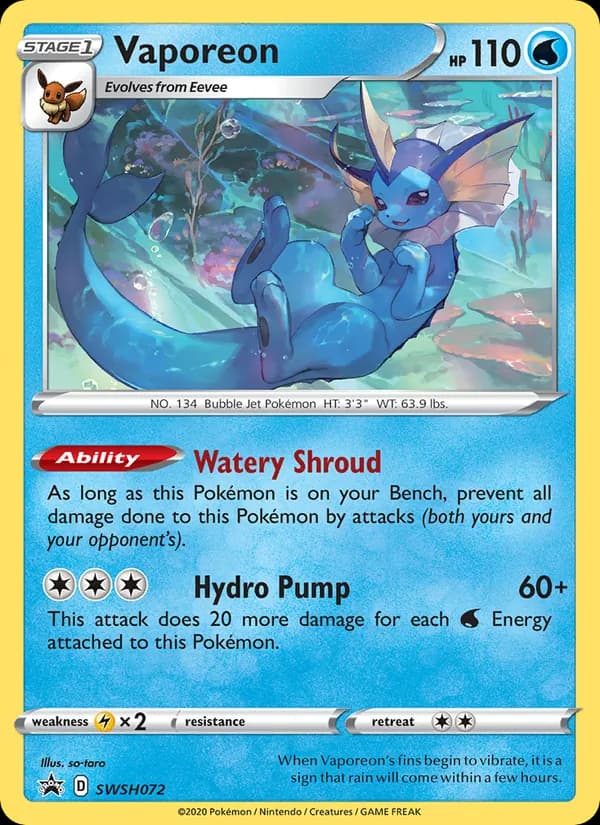Vaporeon SWSH072/307, SWSH Black Star Promos