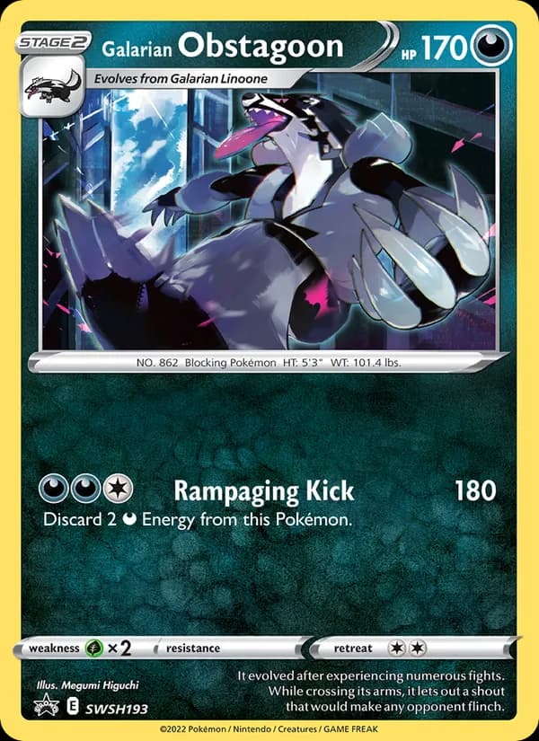 Galarian Obstagoon SWSH193/307, SWSH Black Star Promos