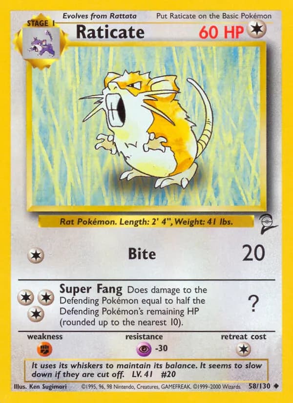 Raticate 58/130, Base Set 2
