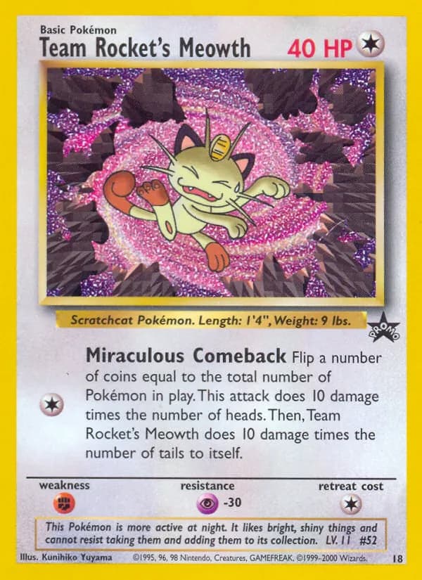 Team Rocket's Meowth 18/53, Wizards Black Star Promos