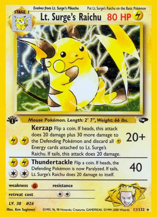 Lt. Surge's Raichu 11/132, Gym Challenge