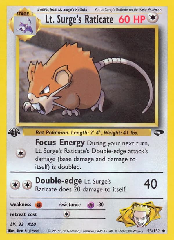 Lt. Surge's Raticate 53/132, Gym Challenge