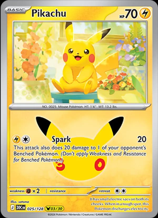Pikachu 025/128, 30th Celebration