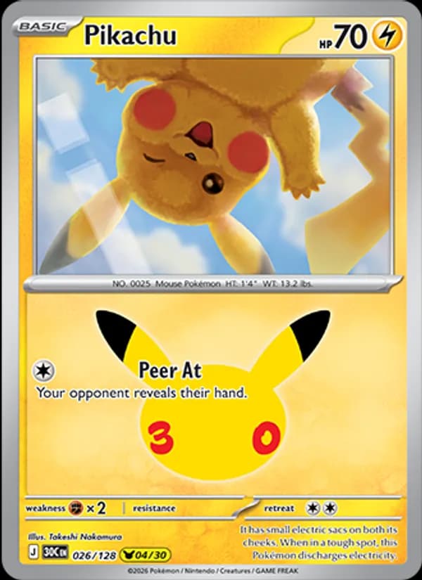 Pikachu 026/128, 30th Celebration