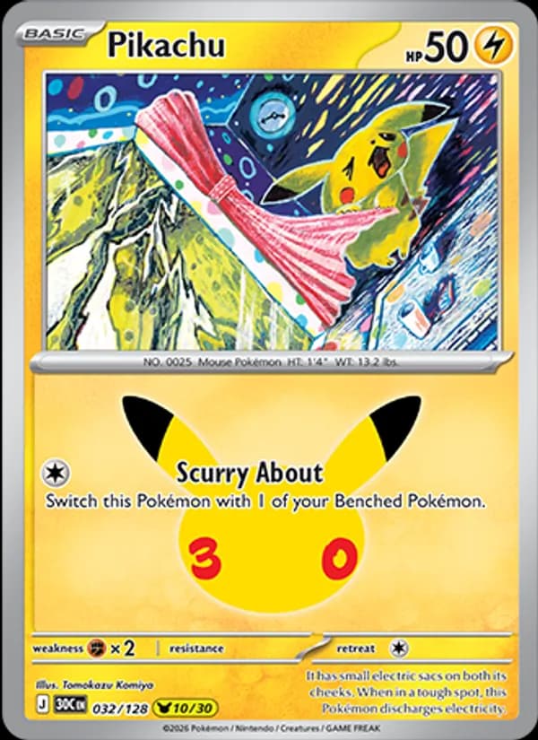 Pikachu 032/128, 30th Celebration