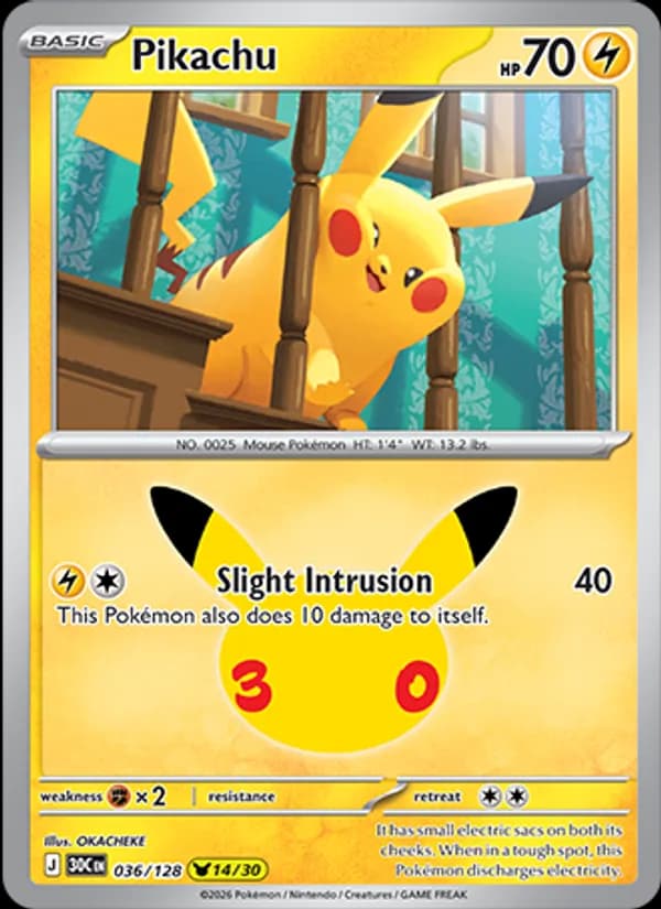 Pikachu 036/128, 30th Celebration