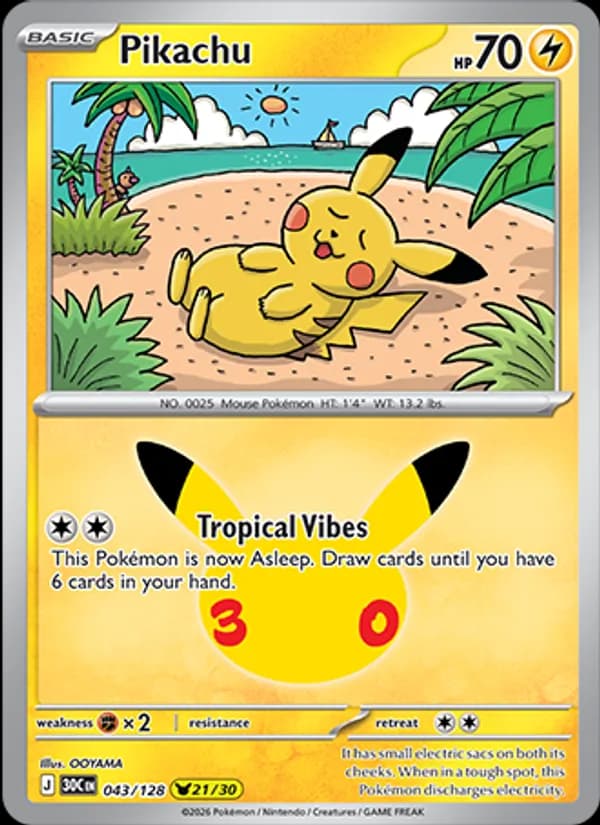 Pikachu 043/128, 30th Celebration
