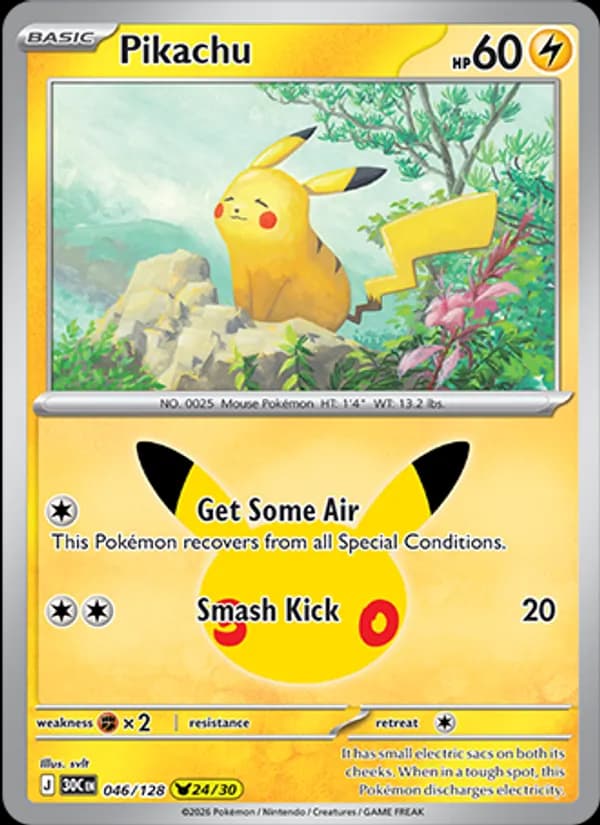 Pikachu 046/128, 30th Celebration