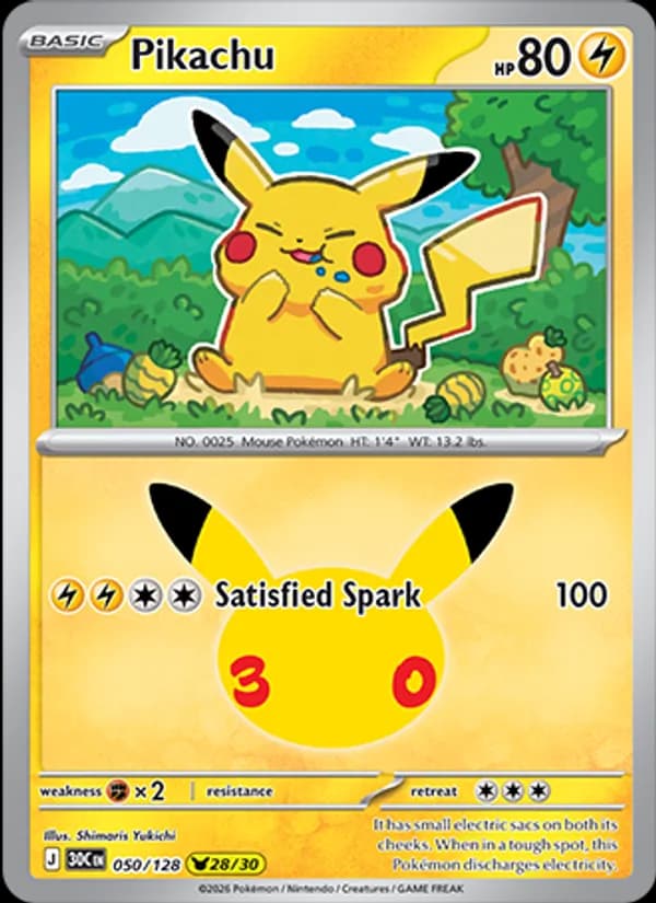 Pikachu 050/128, 30th Celebration
