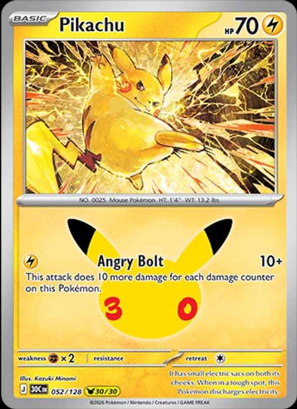 Pikachu 052/128, 30th Celebration