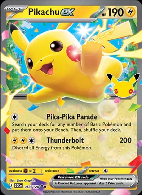 Pikachu ex 053/128, 30th Celebration