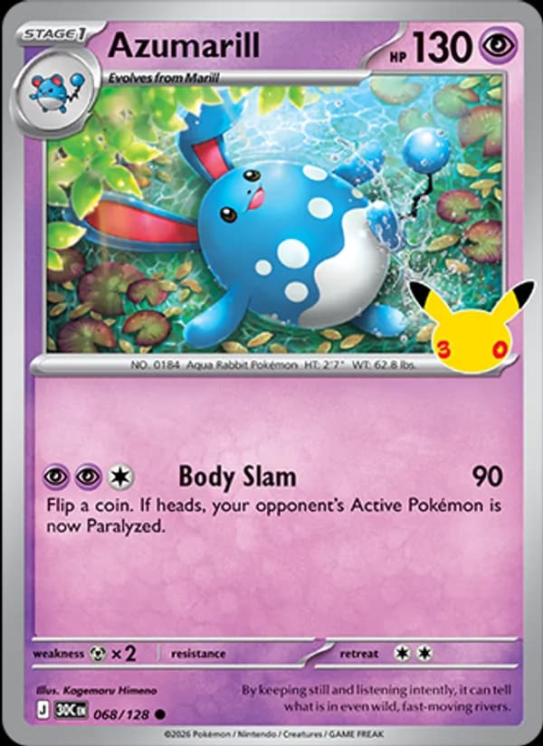 Azumarill 068/128, 30th Celebration