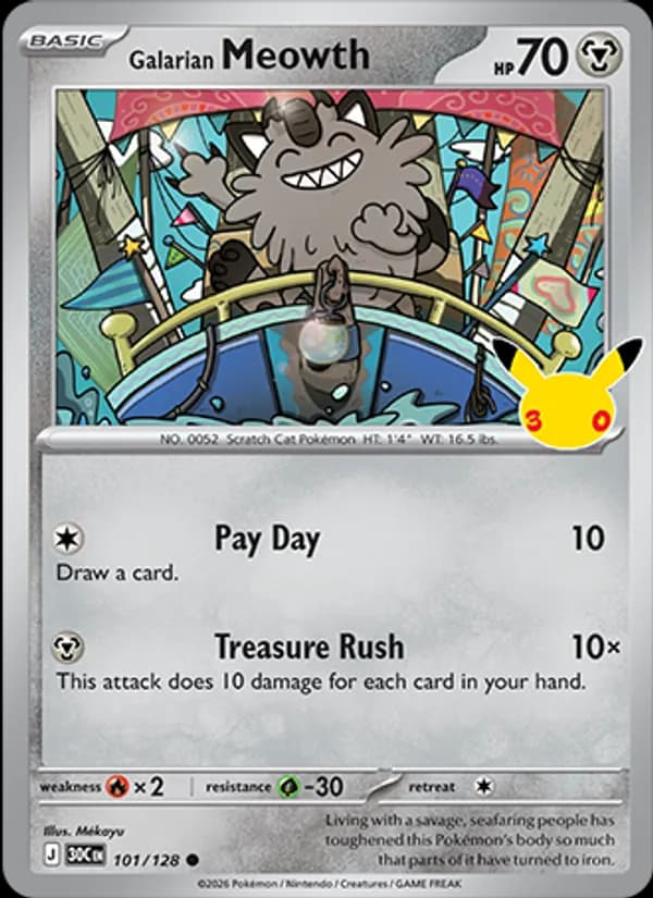 Galarian Meowth 101/128, 30th Celebration