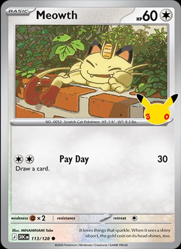 Meowth 113/128, 30th Celebration