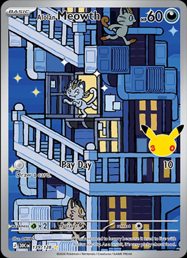 Alolan Meowth 139/128, 30th Celebration