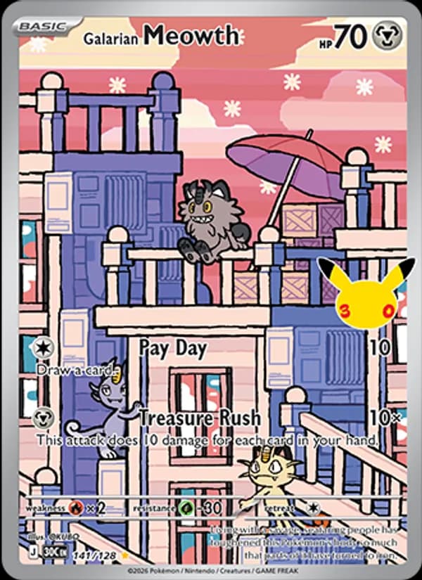 Galarian Meowth 141/128, 30th Celebration
