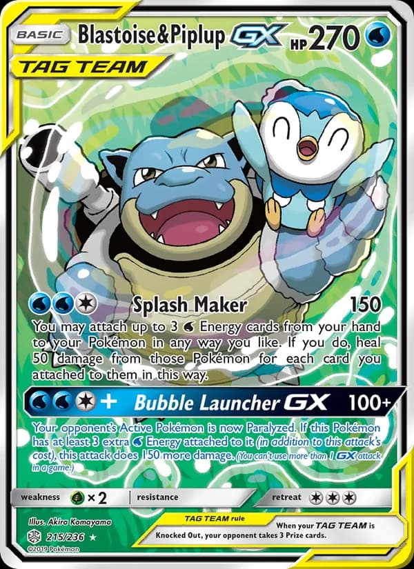 Blastoise & Piplup GX 215/236, Cosmic Eclipse