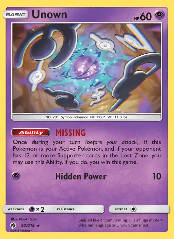 Unown 92/214, Lost Thunder