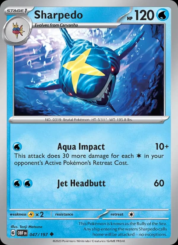 Sharpedo 047/197, Obsidian Flames