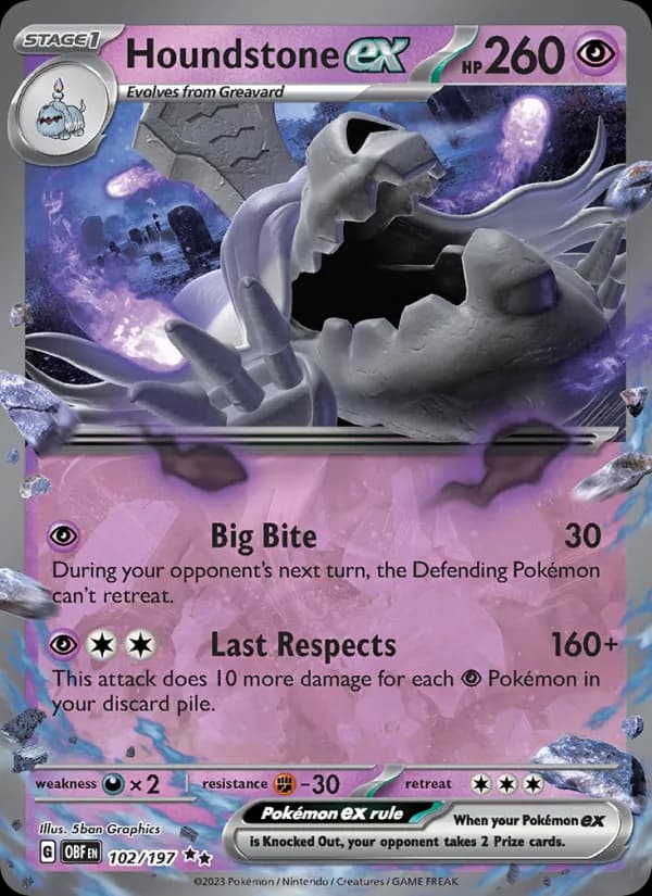 Houndstone ex 102/197, Obsidian Flames