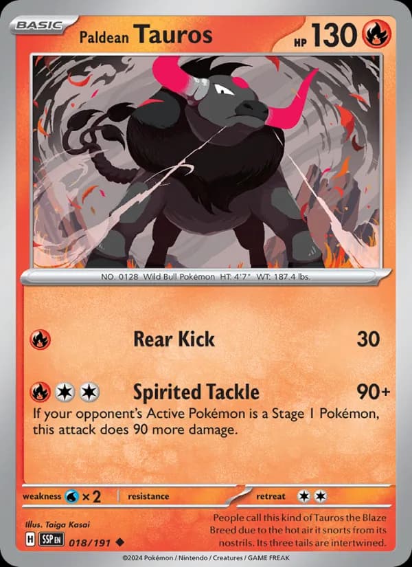 Paldean Tauros 018/191, Surging Sparks