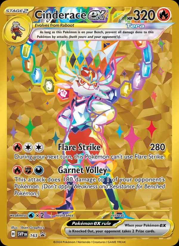 Cinderace ex 163/225, SVP Black Star Promos