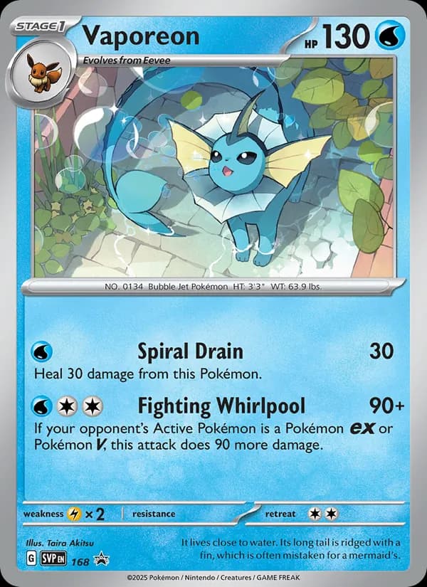 Vaporeon 168/225, SVP Black Star Promos