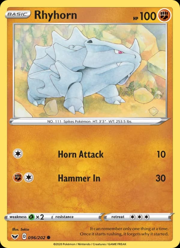 Rhyhorn 96/202, Sword & Shield