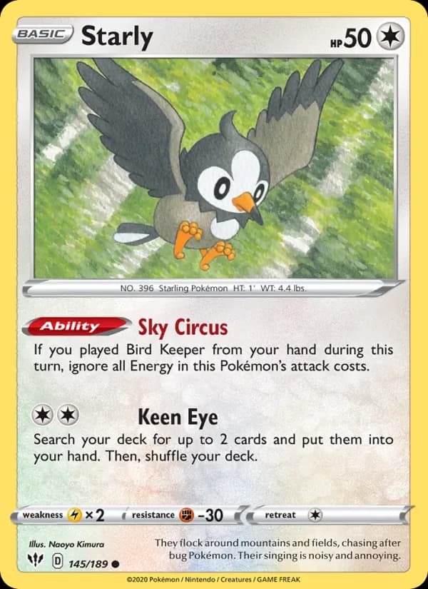 Starly 145/189, Darkness Ablaze