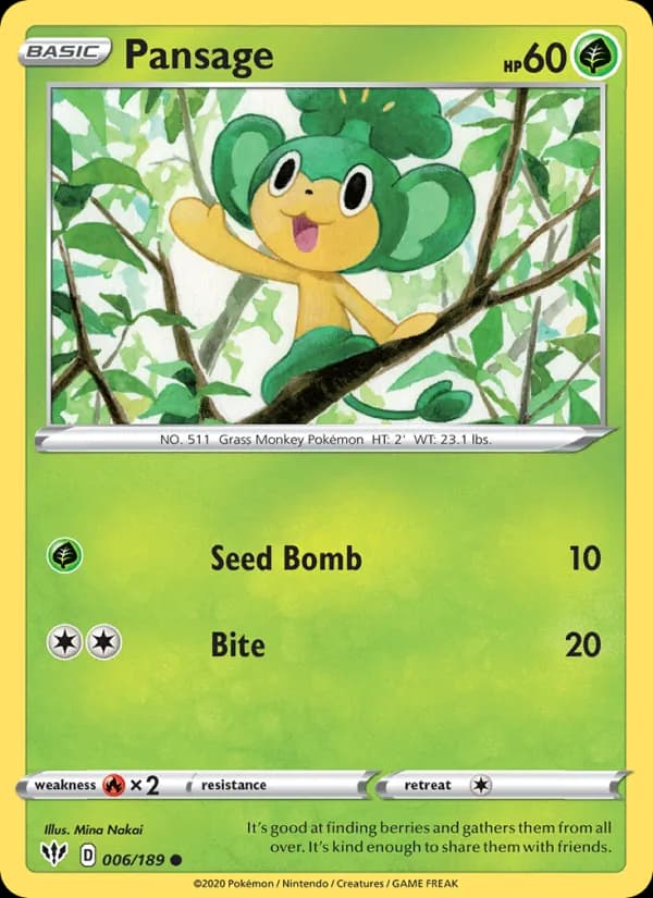 Pansage 6/189, Darkness Ablaze