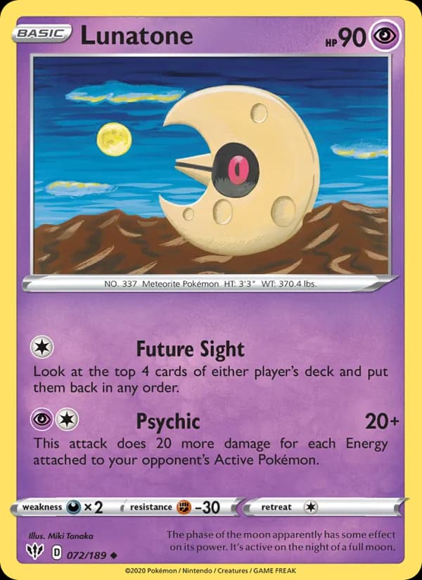 Lunatone 72/189, Darkness Ablaze